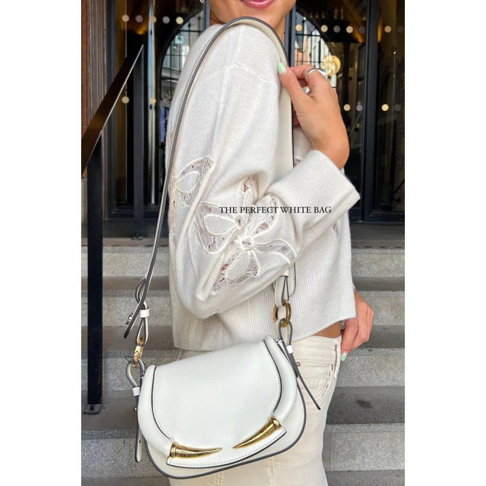 Roberto Cavalli Fang Bang leren schoudertas White Dames