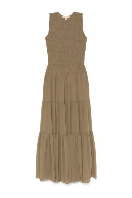 robe-sans-manches-verte-avec-jupe-a-volants