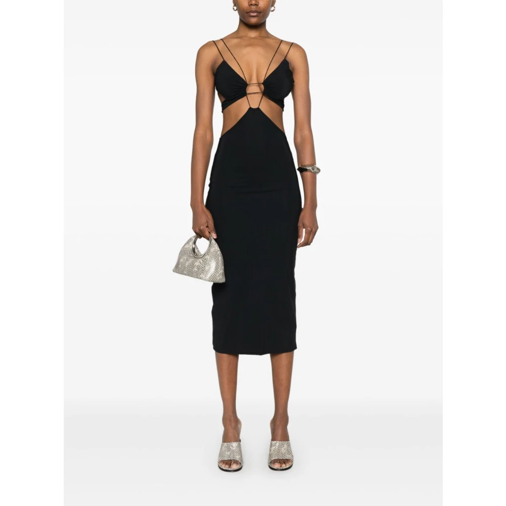Amazuin Zwarte V-hals Cut-Out Jurk Black Dames