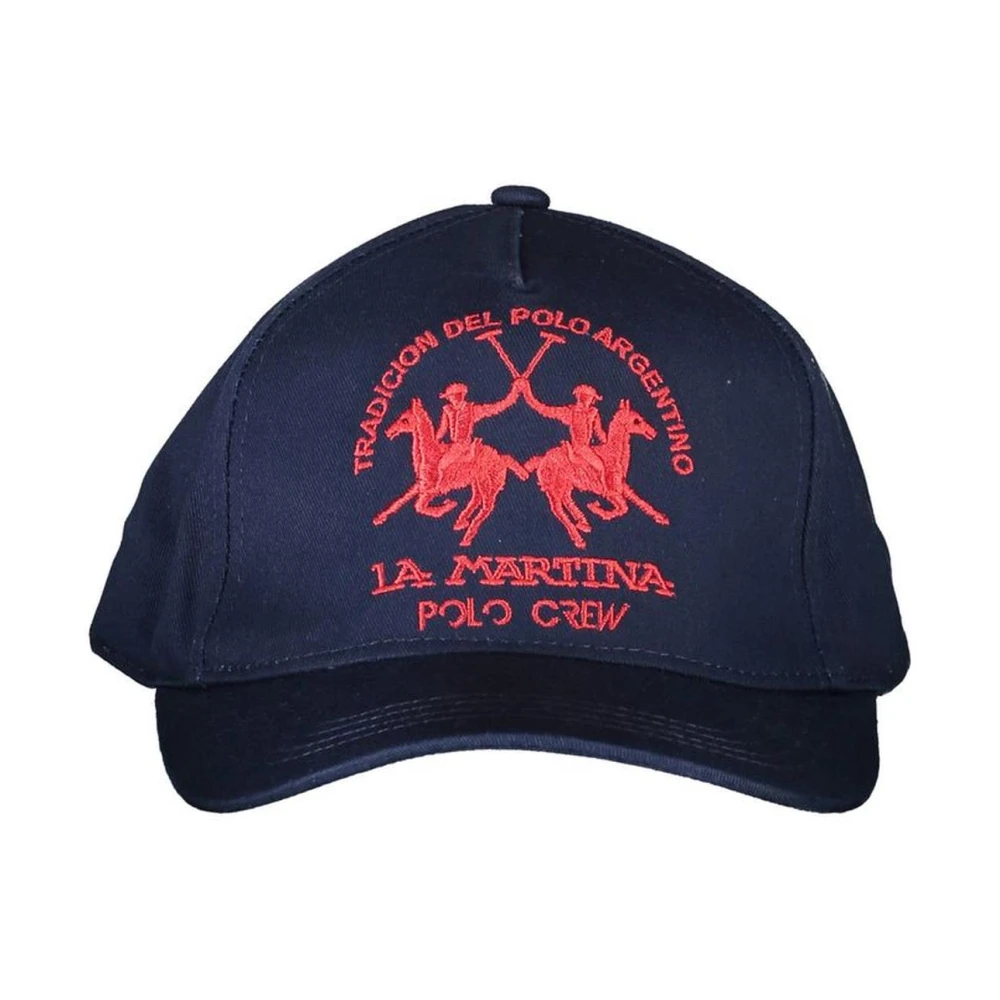 LA MARTINA Geborduurde katoenen pet met logodetails Blue Heren
