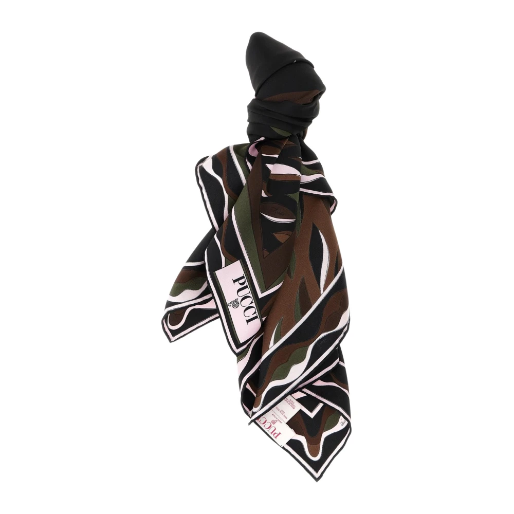 PUCCI | Carré in twill di seta stampe Fiamme e Nawaho kaki e rosa | Women | PZ - Immagine 3