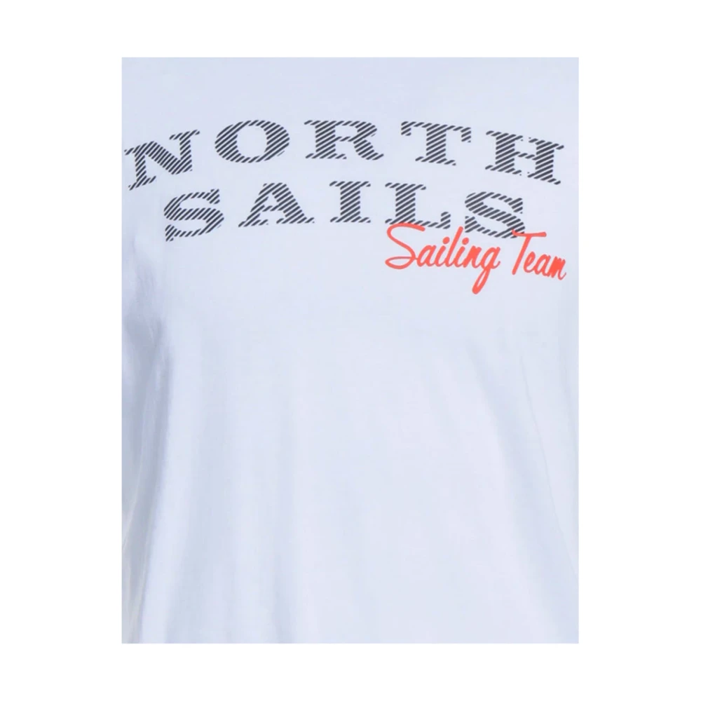 North Sails Witte Katoenen Logo Print T-shirt White Heren