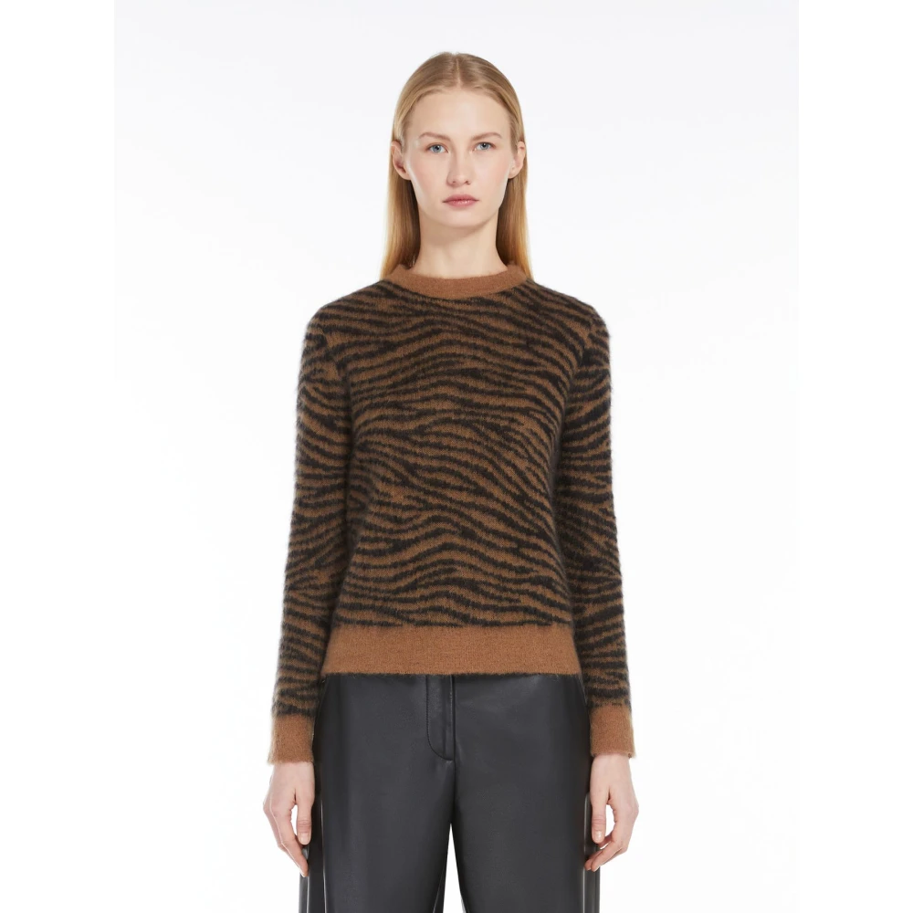 Max Mara Studio Aansluitende Mohair Blend Trui Multicolor Dames