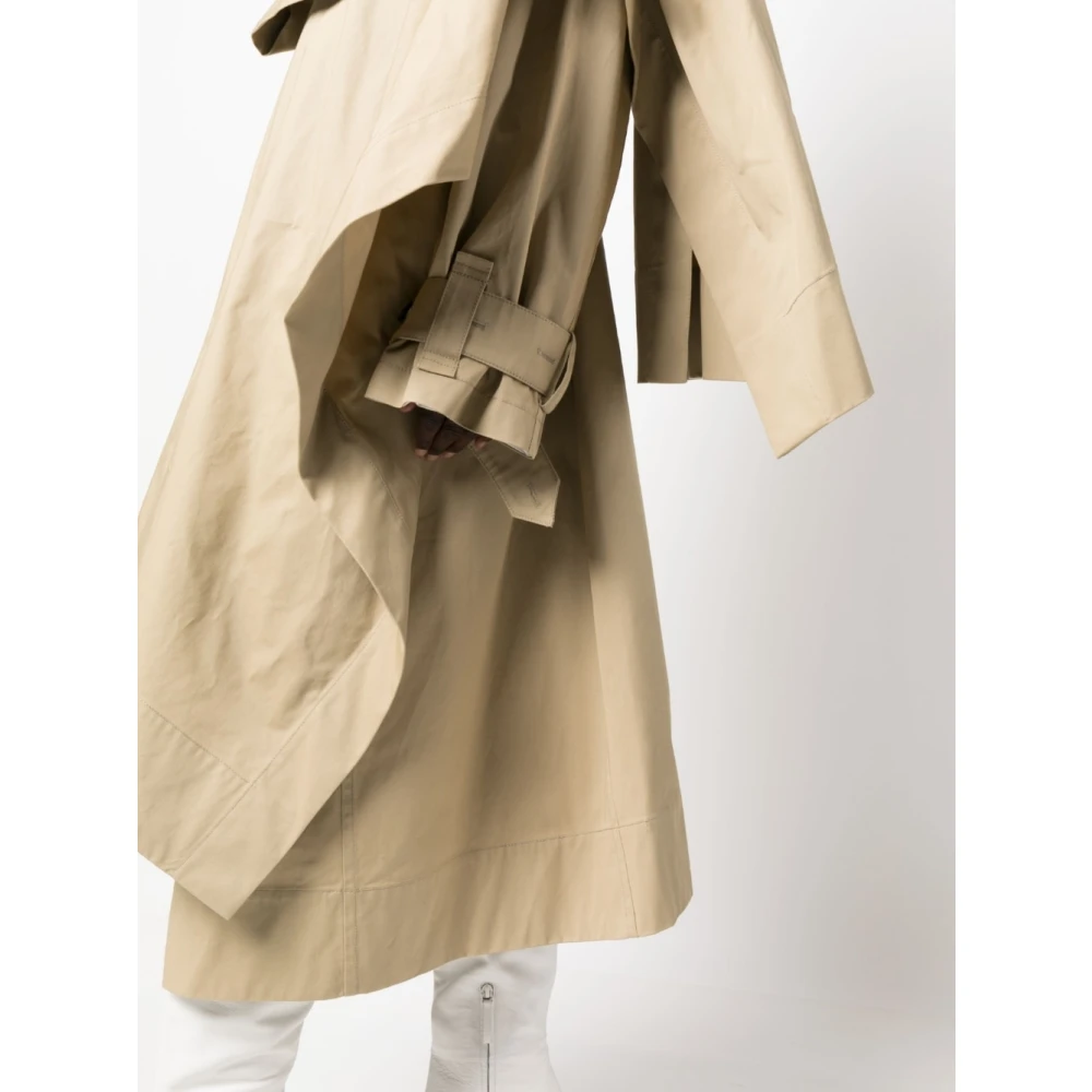 Quira Beige Katoenen Trenchcoat met Oversized Fit Beige Dames