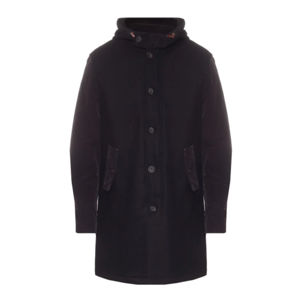 Emporio Armani Blauwe TrenchRegenjas Wolmix Blue Heren