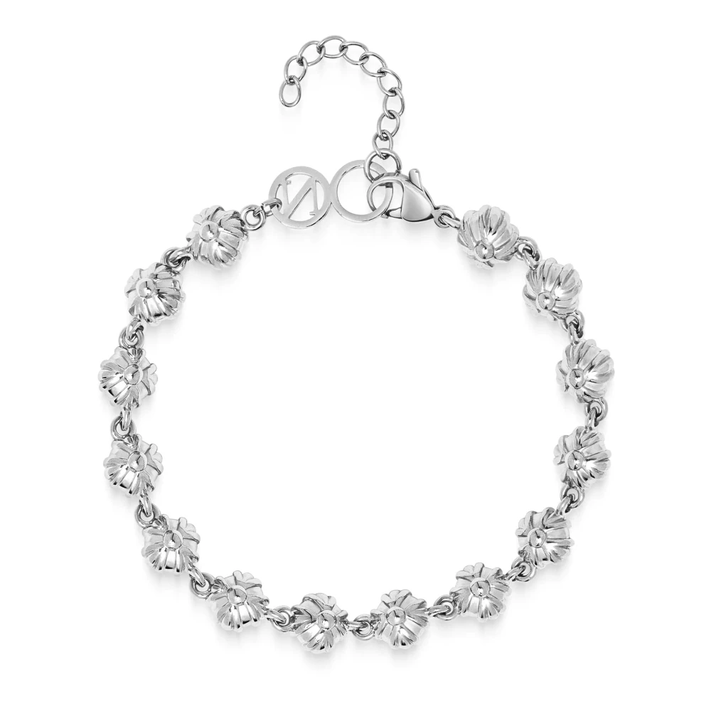 Nialaya Men's Gray Bracelets, L, Silver Bloom Bracelet