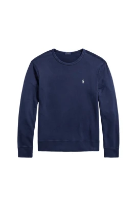Navy Sweatshirt Lättvikts Rund Hals Lång Ärm