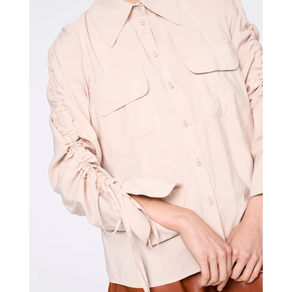 Silvian Heach Gerimpeld overhemd met lange mouwen Beige Dames