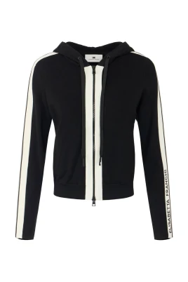 Stickad sweatshirt i två färger med logotyp
