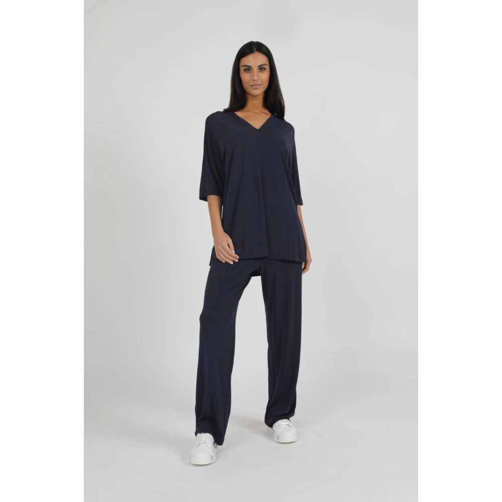 Max Mara V-Hals Locarno Blouse Blue Dames