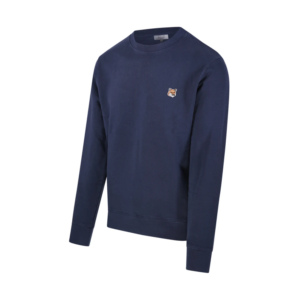 Maison Kitsuné Blauwe Fox Head Patch Sweater Blue Heren