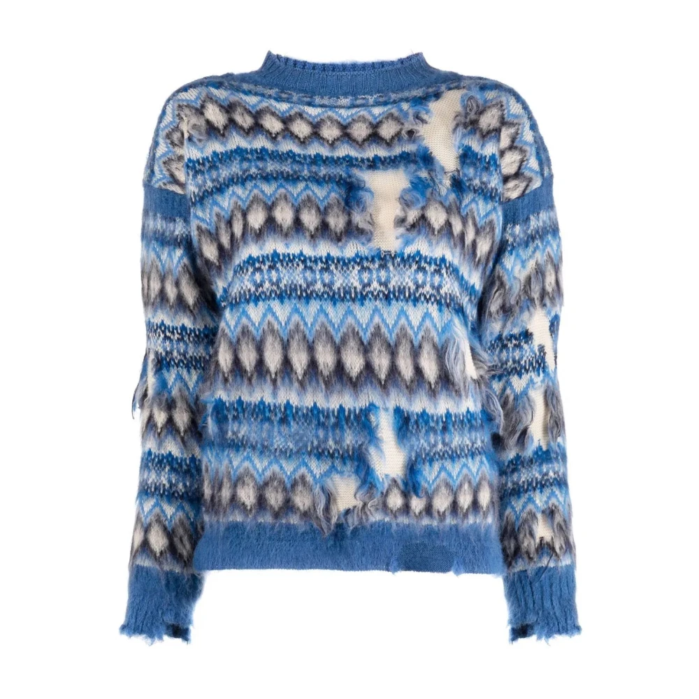 Maison Margiela Blauwe Mohair Sweater Blue Dames