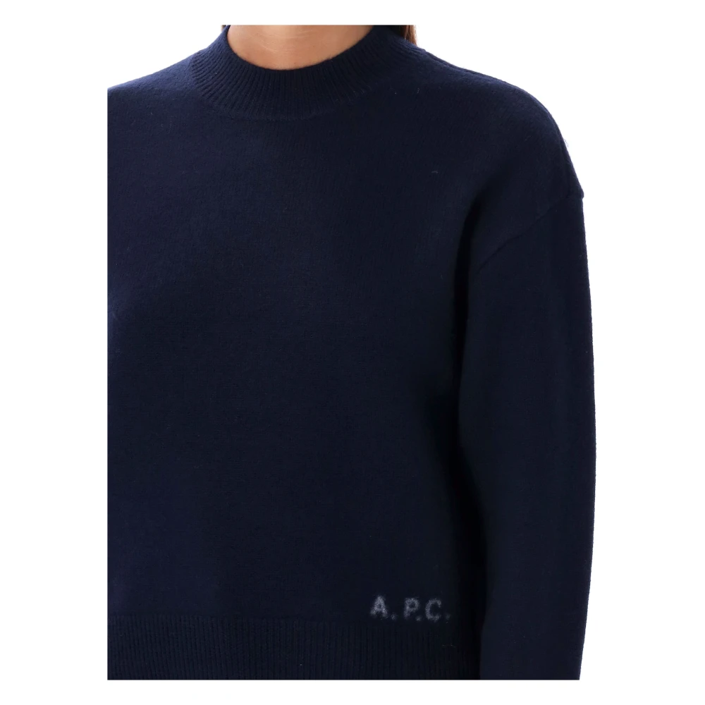 A.p.c. Navy Gebreide Esther Crew Neck Trui Blue Dames