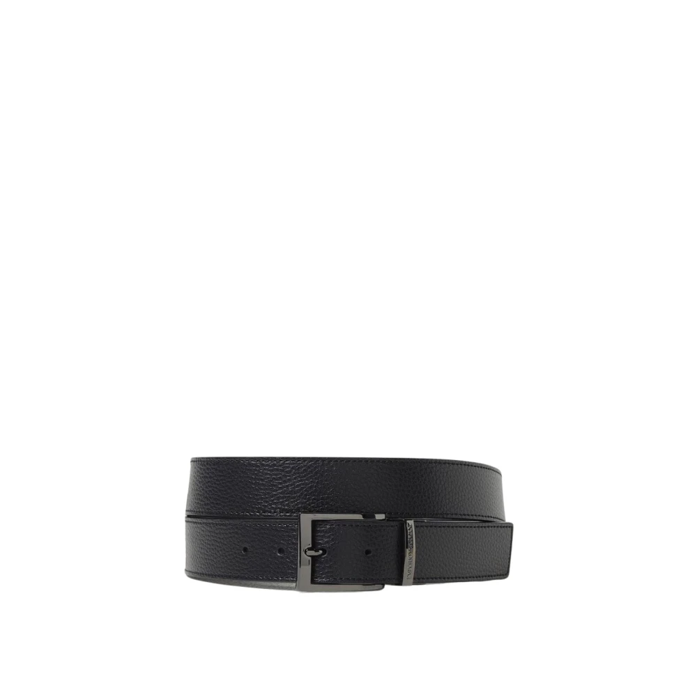 Emporio Armani Men's Brown Leather Belt With Buckle