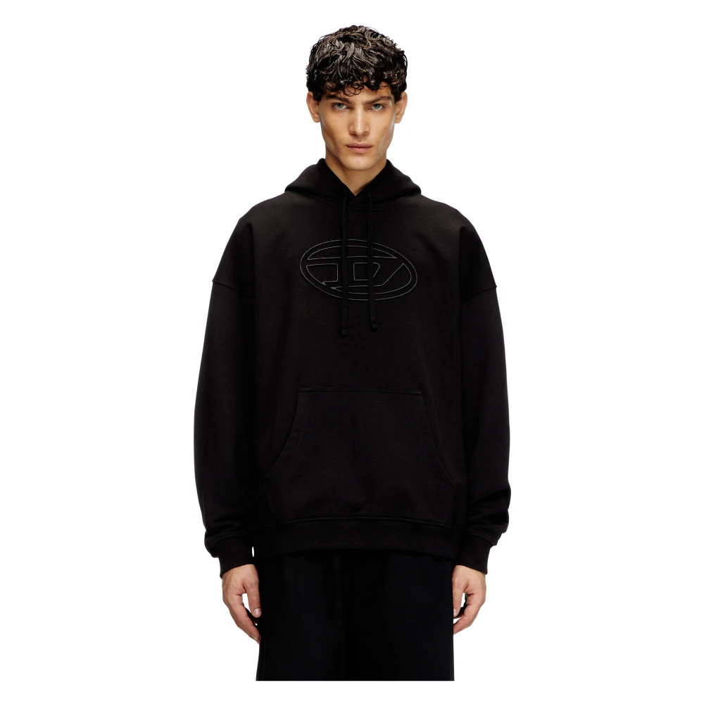 Diesel Biologische Katoenen Sweatshirt met Oval-D Logo Black Heren