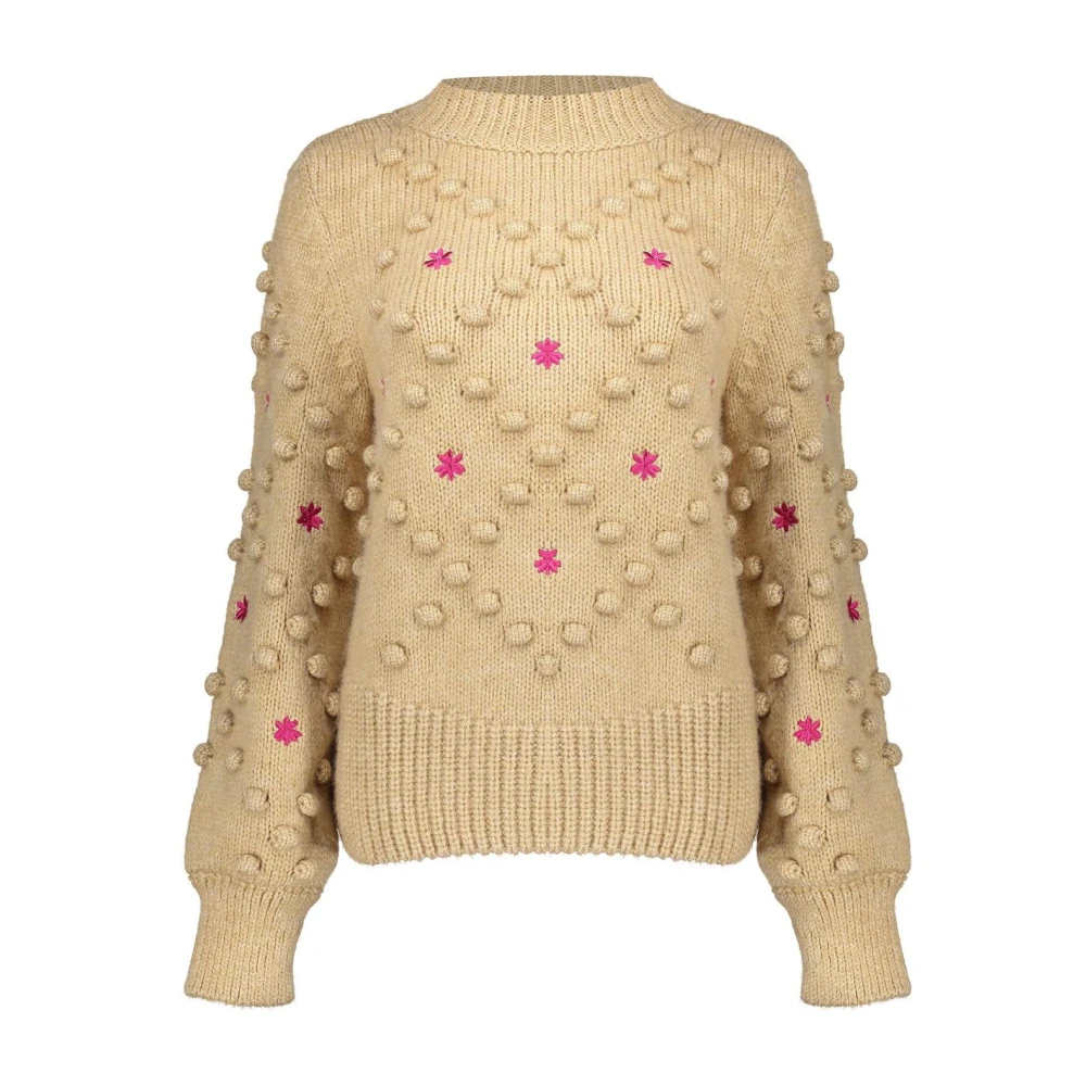 Geisha Bloemen Dot Pullover Sand Cyclame Beige Dames