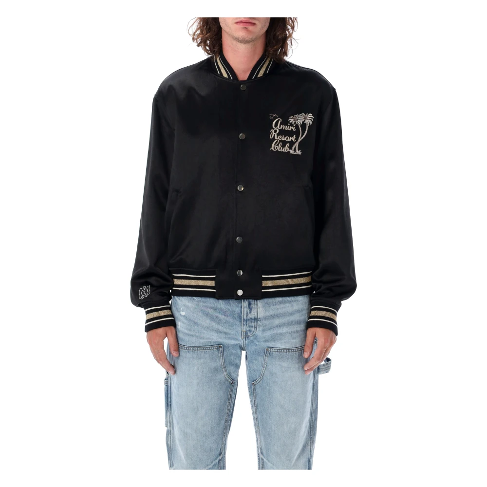Amiri Zwarte Varsity Jacket Buitenkleding Black Heren