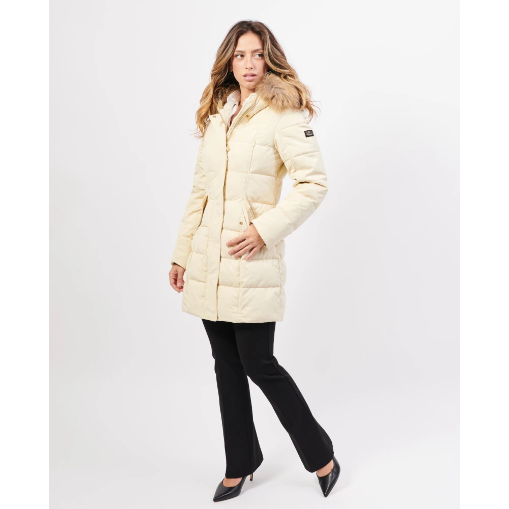 YES ZEE Lang gewatteerd jas met bont Beige Dames
