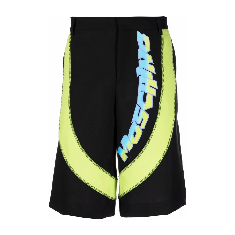 Moschino Casual Zwarte Wol Mohair Shorts Black Heren