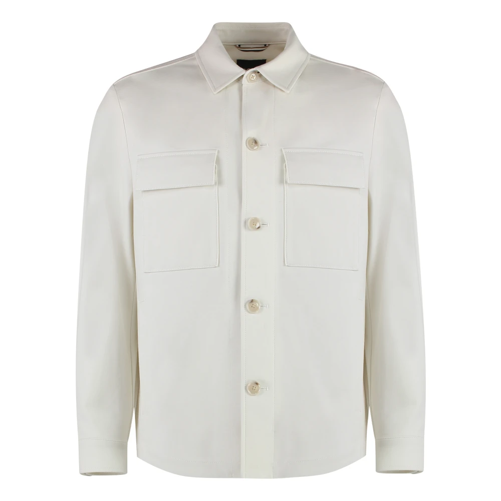 Hugo Boss Casual Overshirt met Zakken en Viscose White Heren