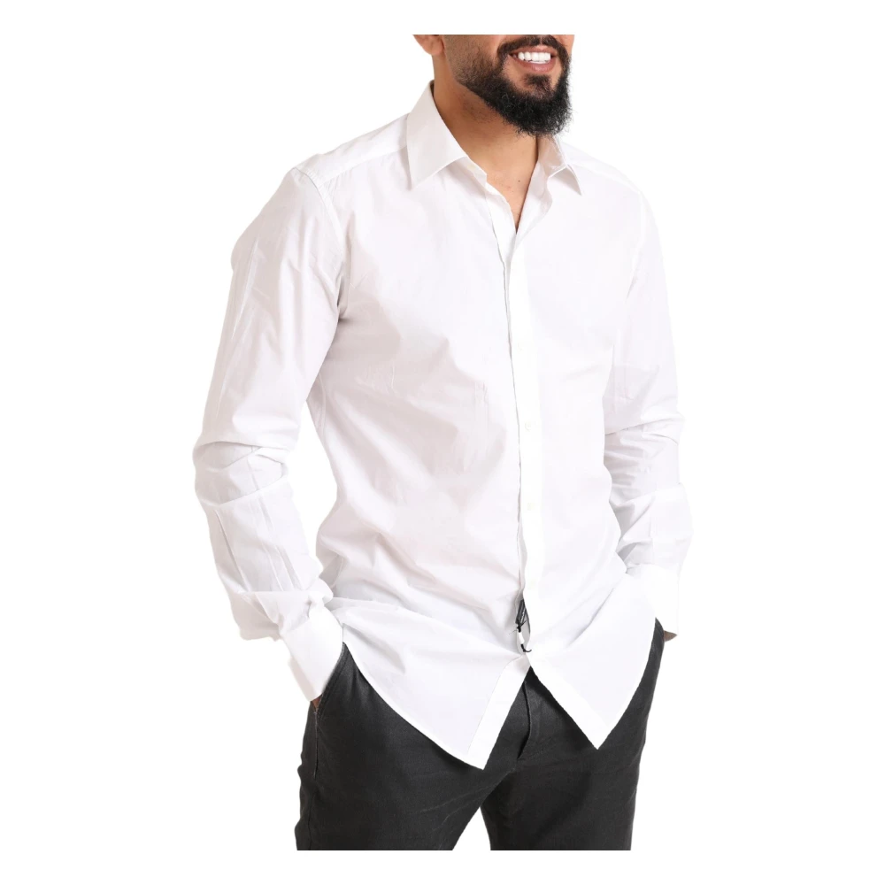 Dolce & Gabbana Prachtige Witte Gouden Formele Overhemd White Heren