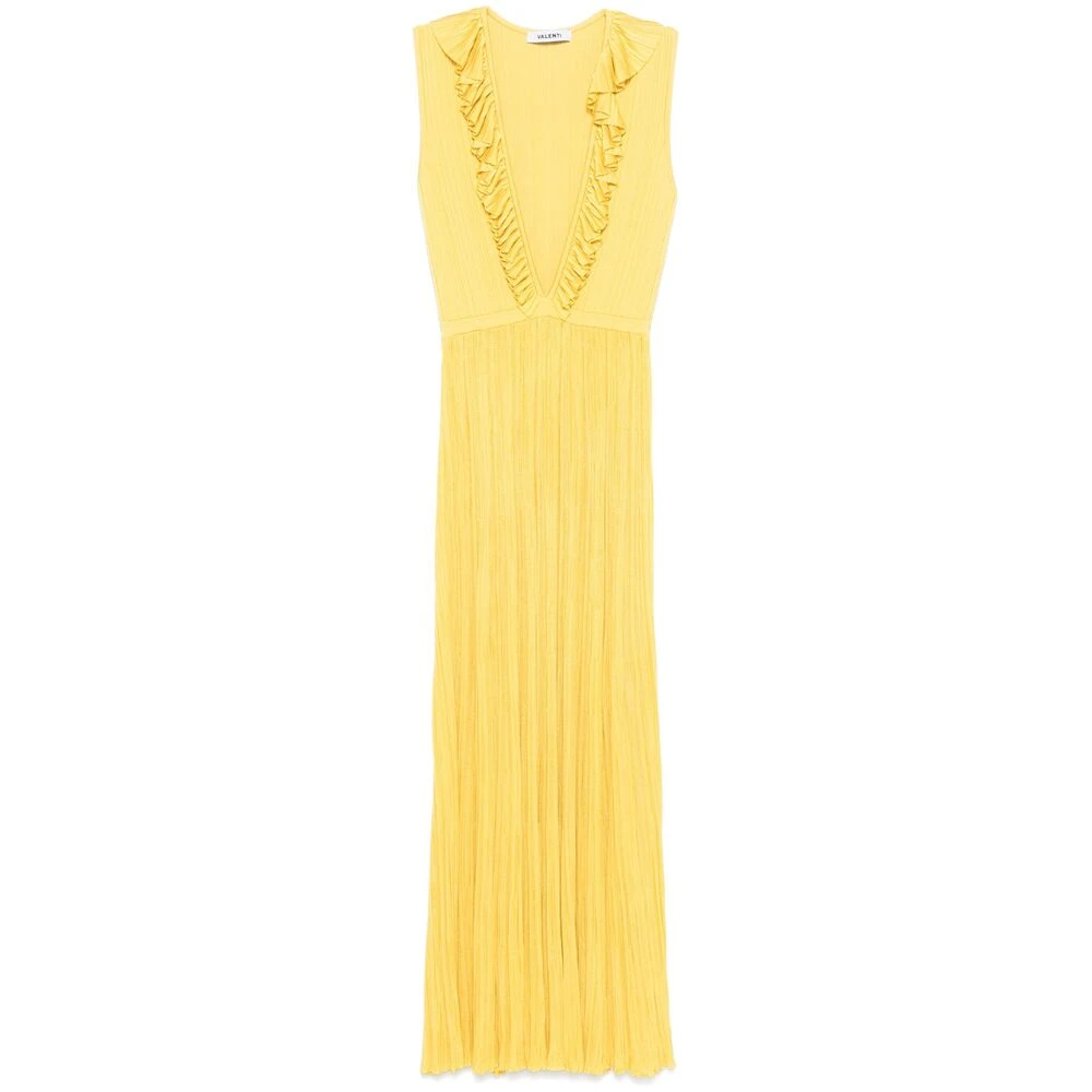 Antonino Valenti Zonnebloemgele Gerimpelde V-hals Jurk Yellow Dames