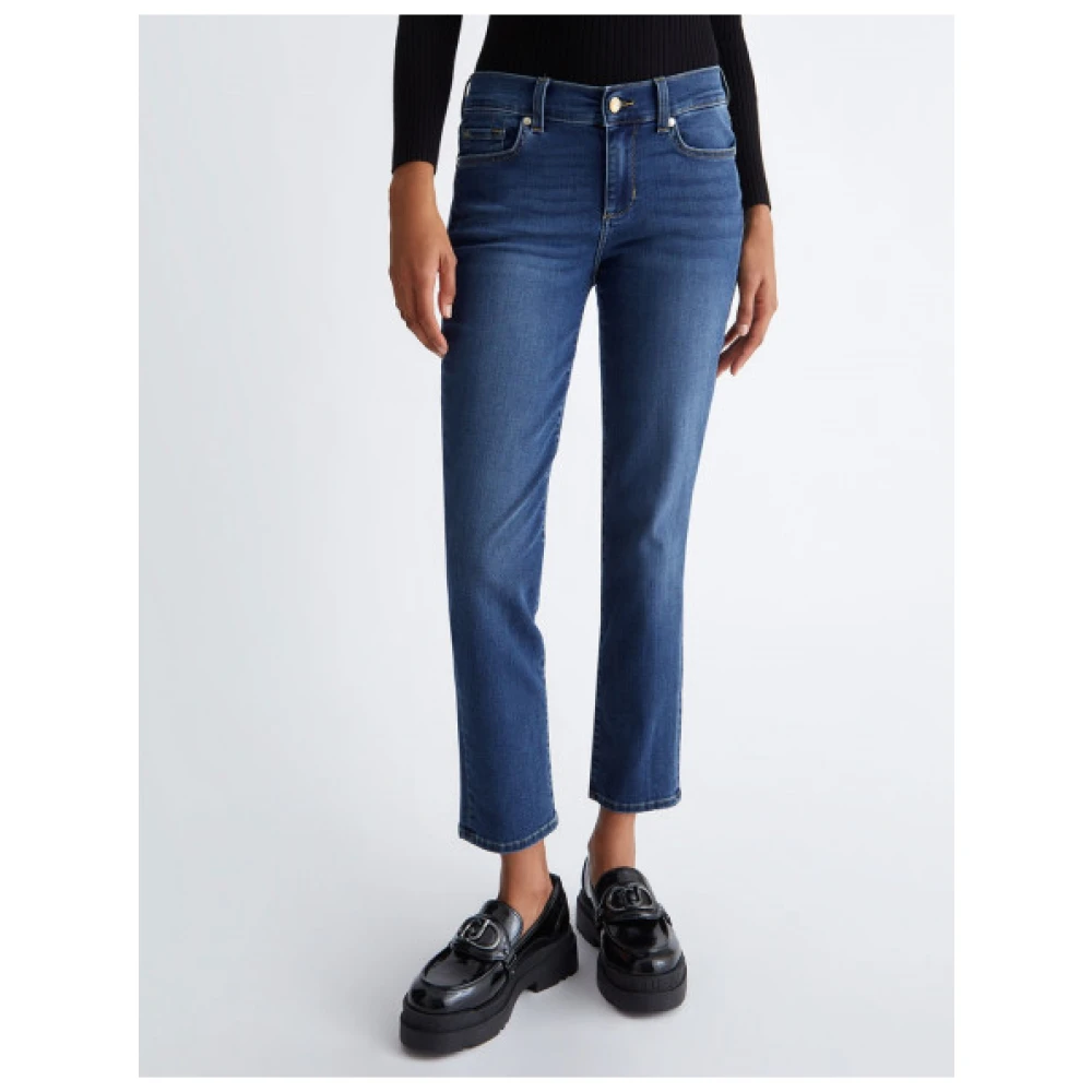 Liu Jo Slim 7 8 Jeans in katoen en lyocell mix Blue Dames