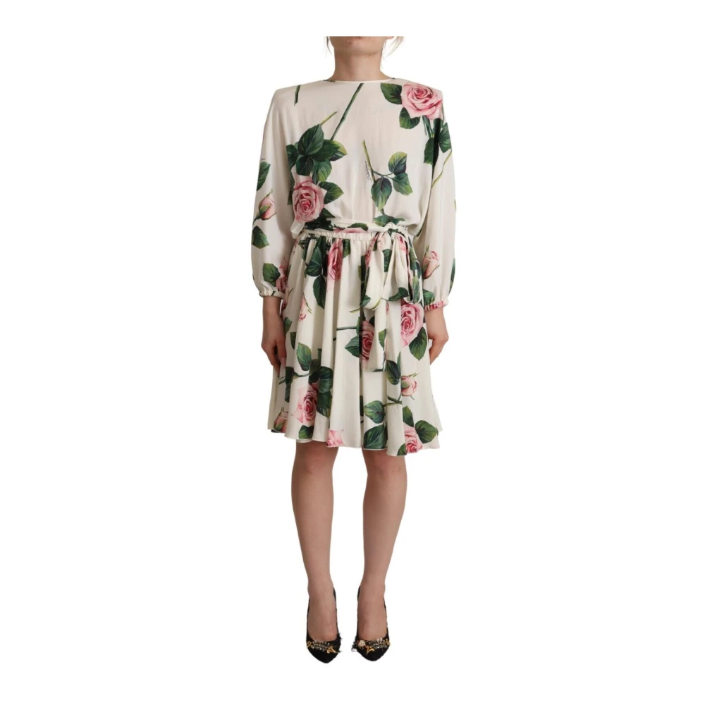 Dolce & Gabbana Women's Multicolor Midi Dresses, Xs, Elegant Silk Floral A-Line Dress