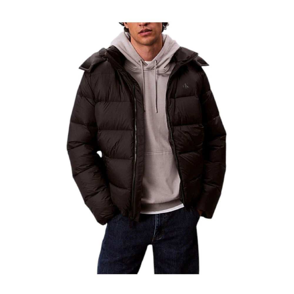 Calvin Klein Men's Black Winter Jackets, L, Padded Jacket With Zipper