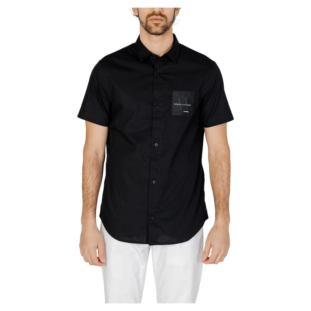Armani Exchange Heren korte mouw overhemd Black Heren