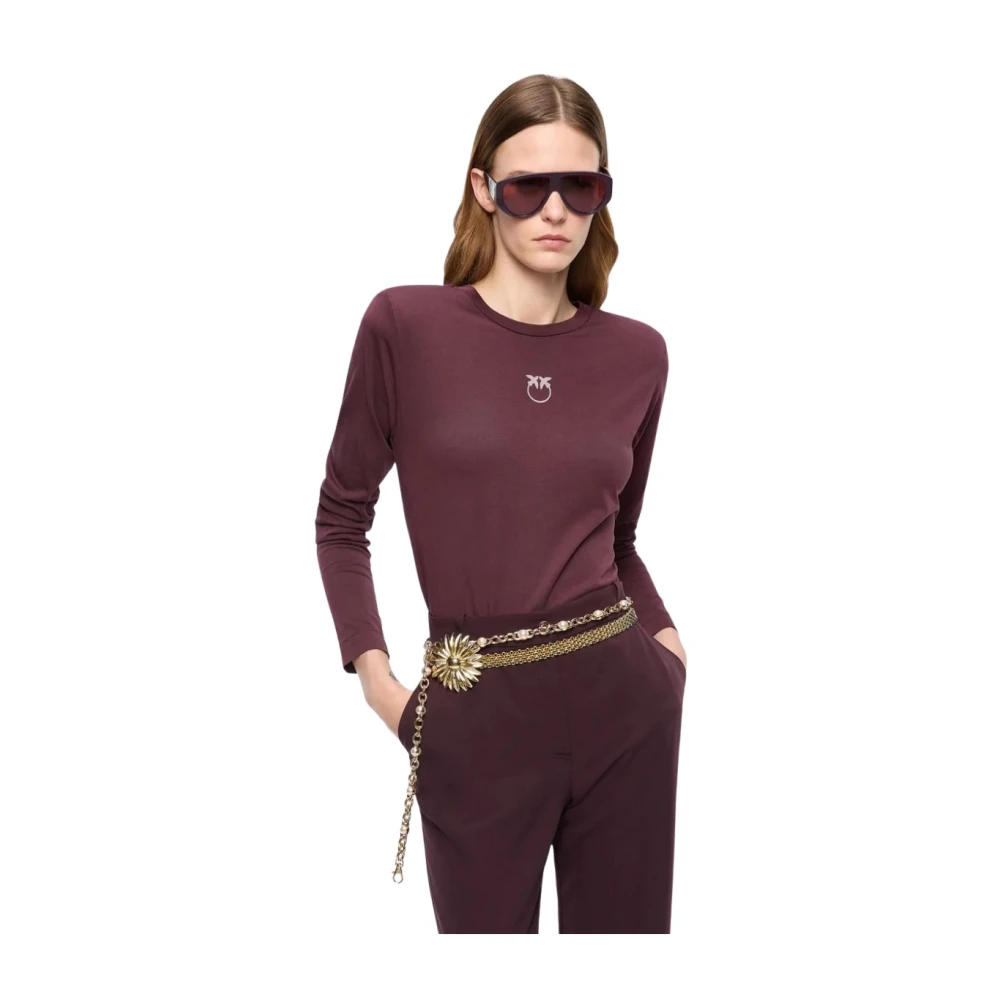 Pinko Long Sleeve Tops - Female - Long Sleeve T-Shirts - Red - M - Tops