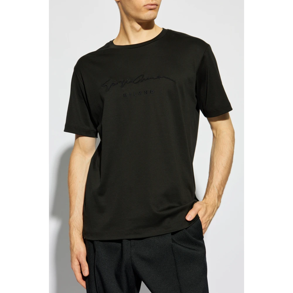 Giorgio Armani T-shirt met logo Black Heren
