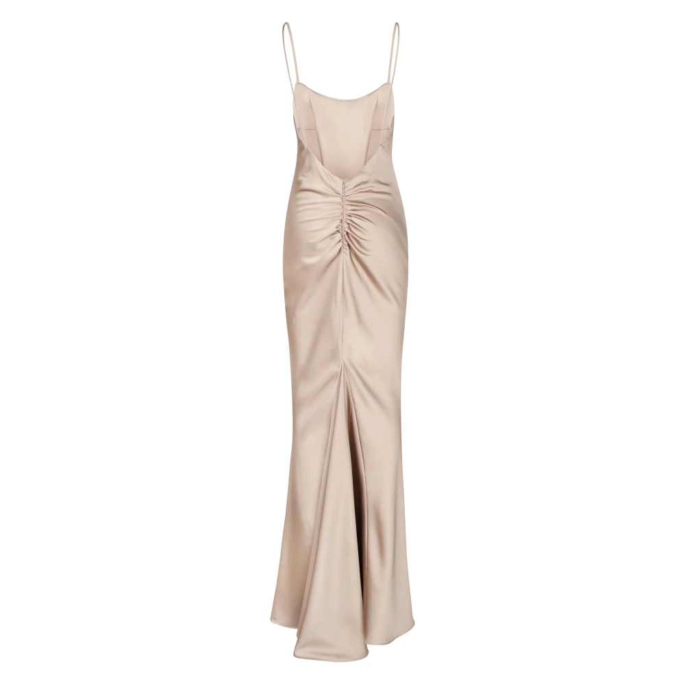Andamane Beige Gedrapeerd Lange Jurk Beige Dames