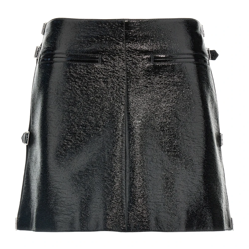 Courrèges Vrouw Zwart Rokken Dames, S, Katoen, Mini Multi Sangle Vinyl Rok