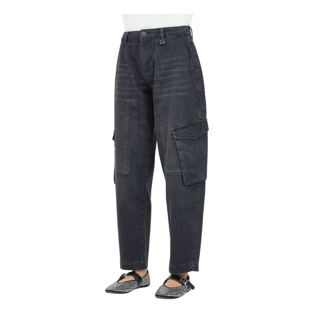 Gaëlle Paris Zwarte Cargo Jeans met Oversized Zakken Black Dames