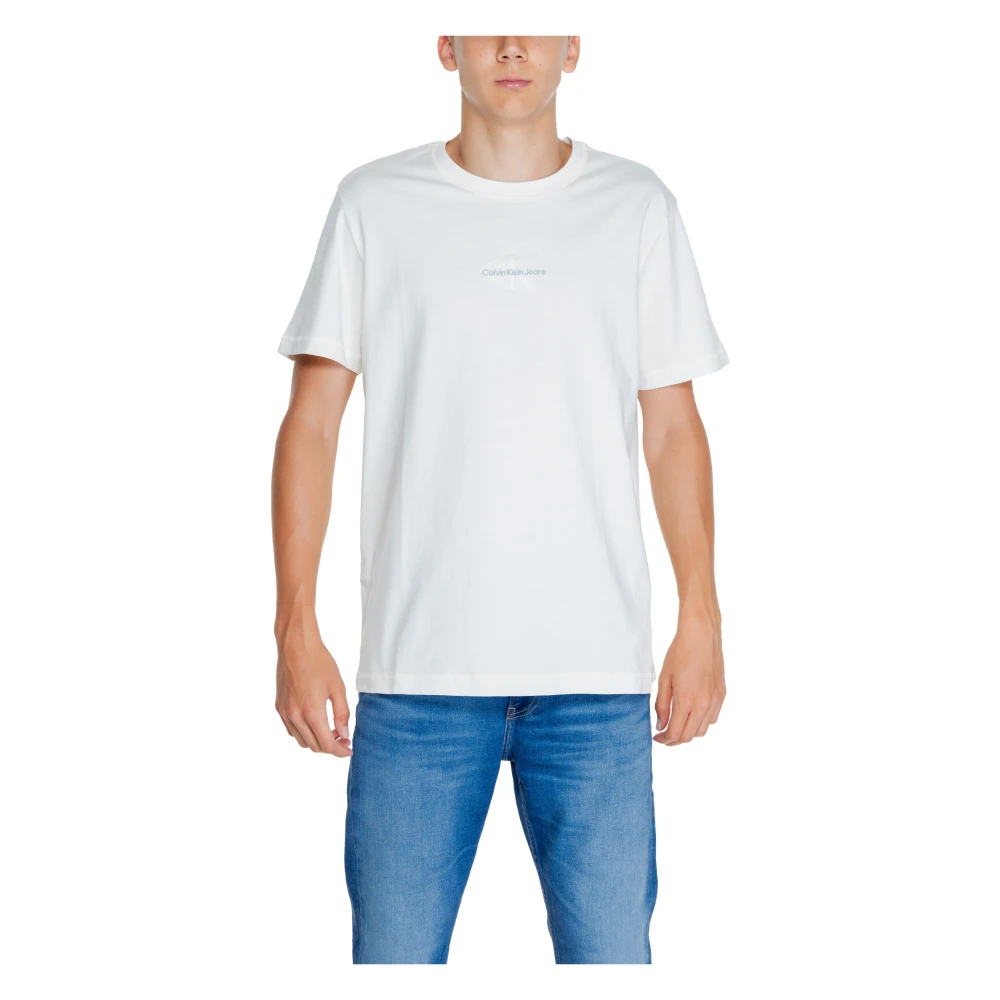 Calvin Klein Jeans Witte Ronde Hals T-shirt Mannen White Heren