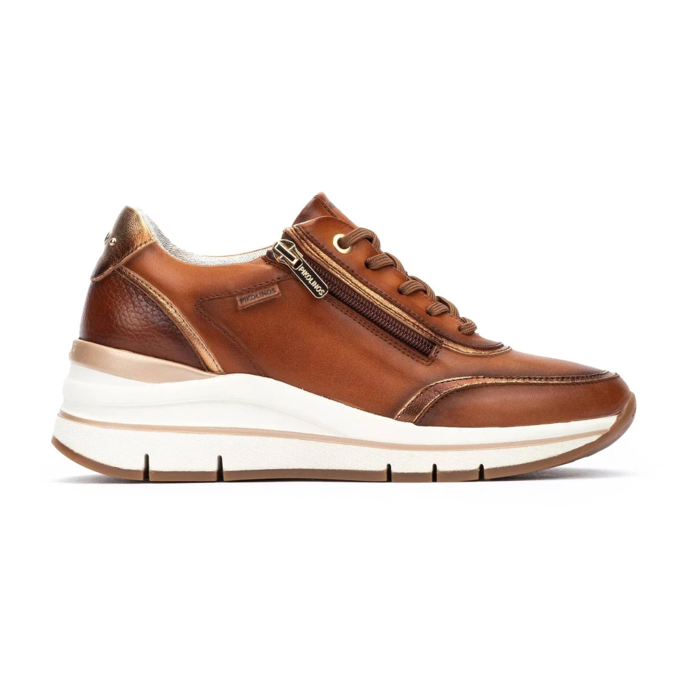 Pikolinos Bruine vetersneaker met rits voor vrouwen Dames Schoenen