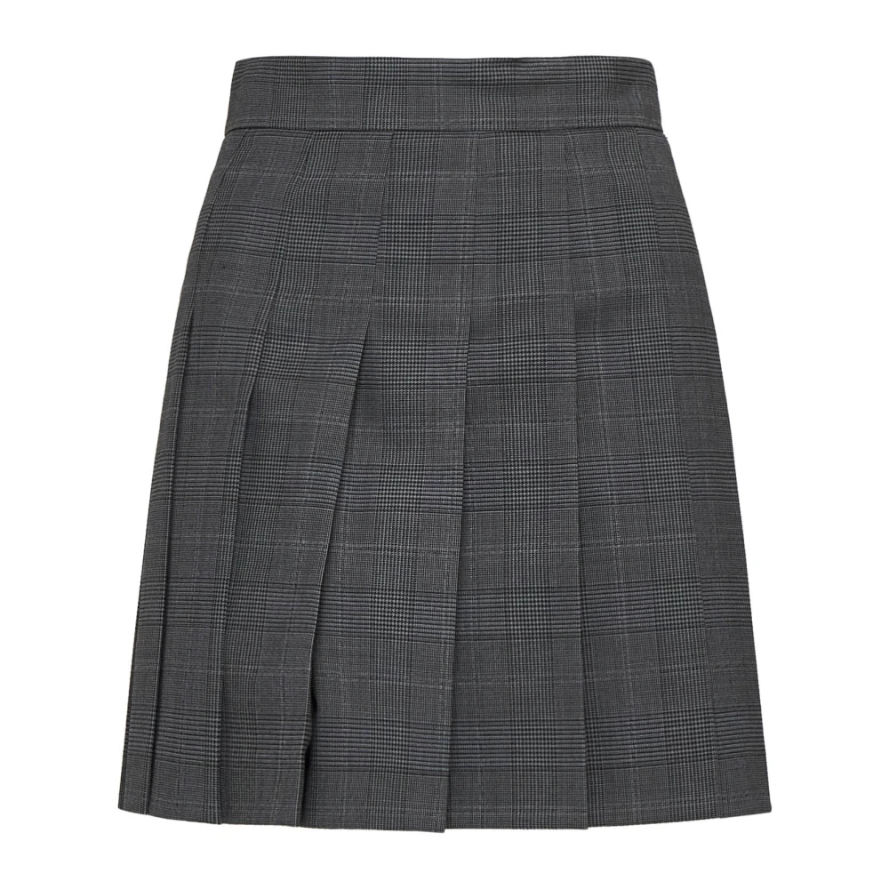 Max Mara Studio Geplooide Minirok Grijs Prince of Wales Gray Dames