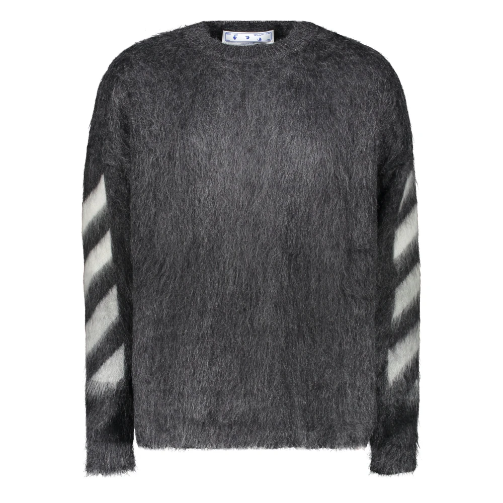 Off White Gestreepte trui met ronde hals Gray Heren