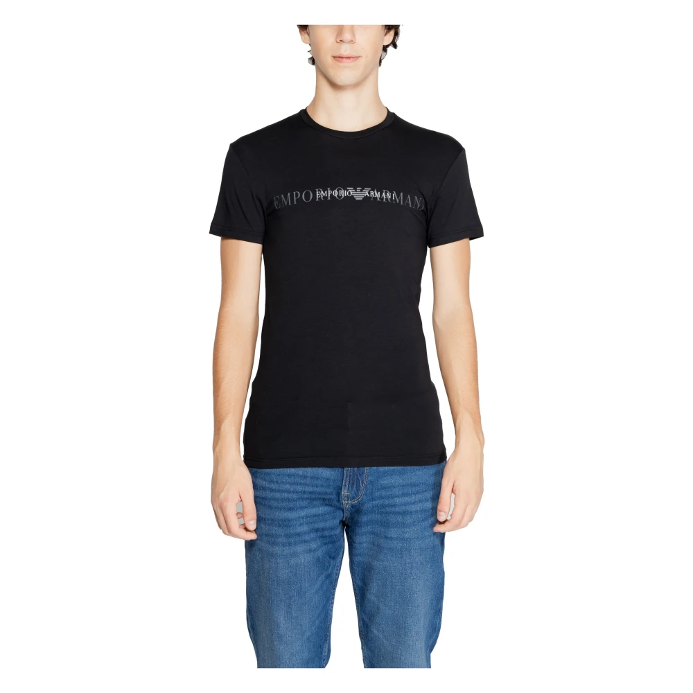 Emporio Armani Zwart Bedrukt Katoenen T-shirt Black Heren
