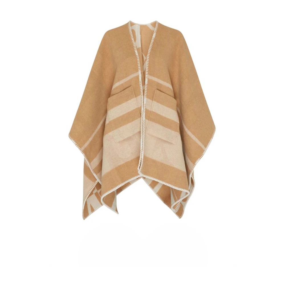 Max Mara Mönstrad Stickad Poncho Brown, Dam