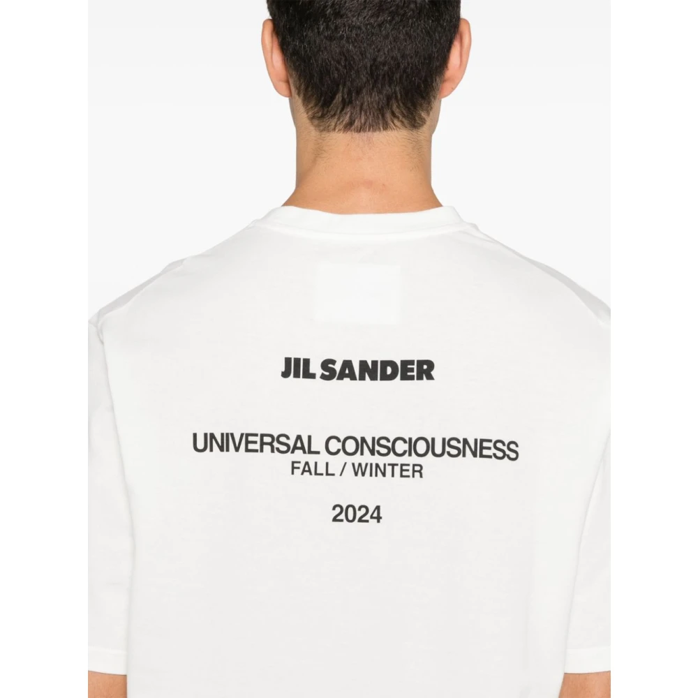 Jil Sander Witte Katoenen Ronde hals T-shirt Mannen White Heren