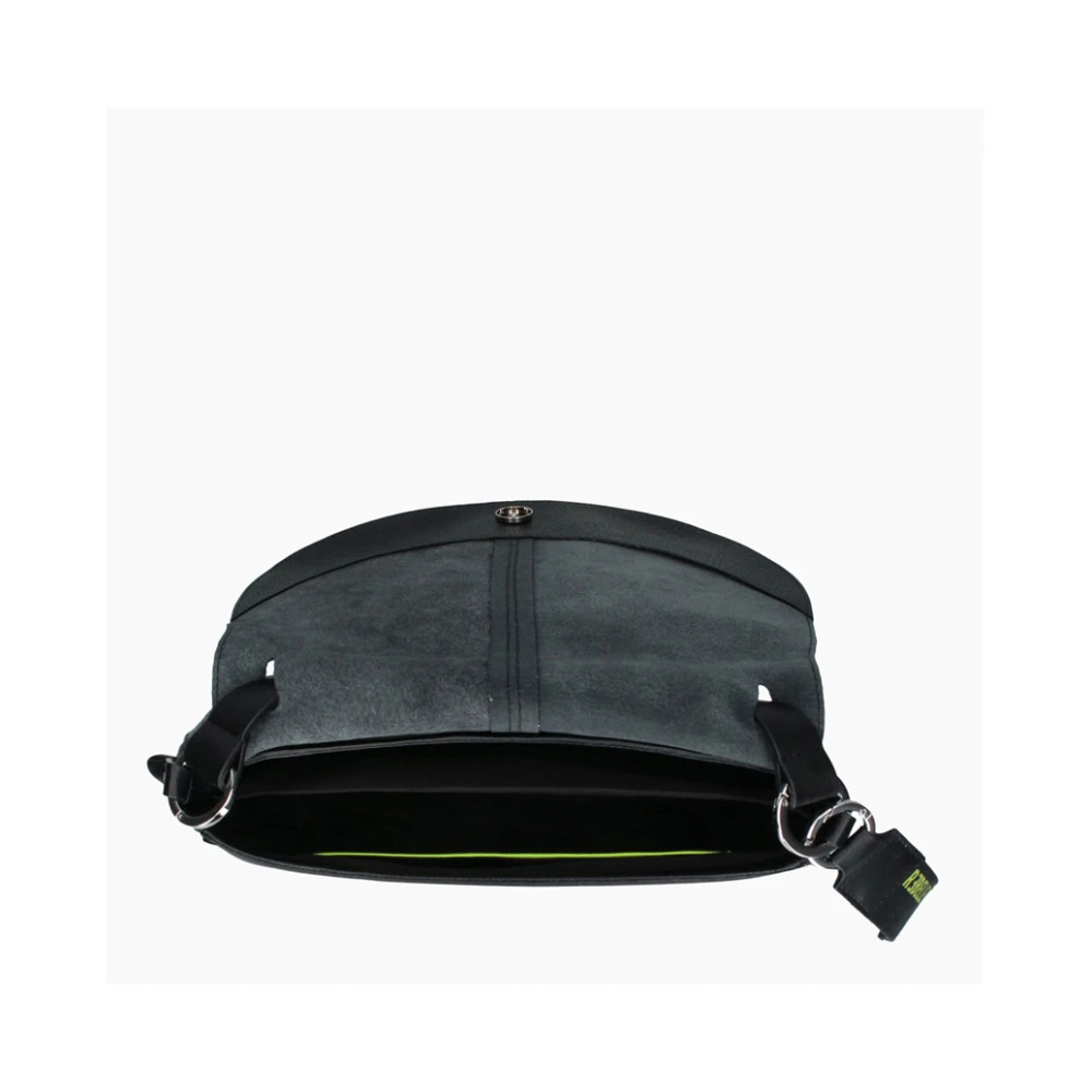 Rebelle Zwarte leren satchel tas Black Dames