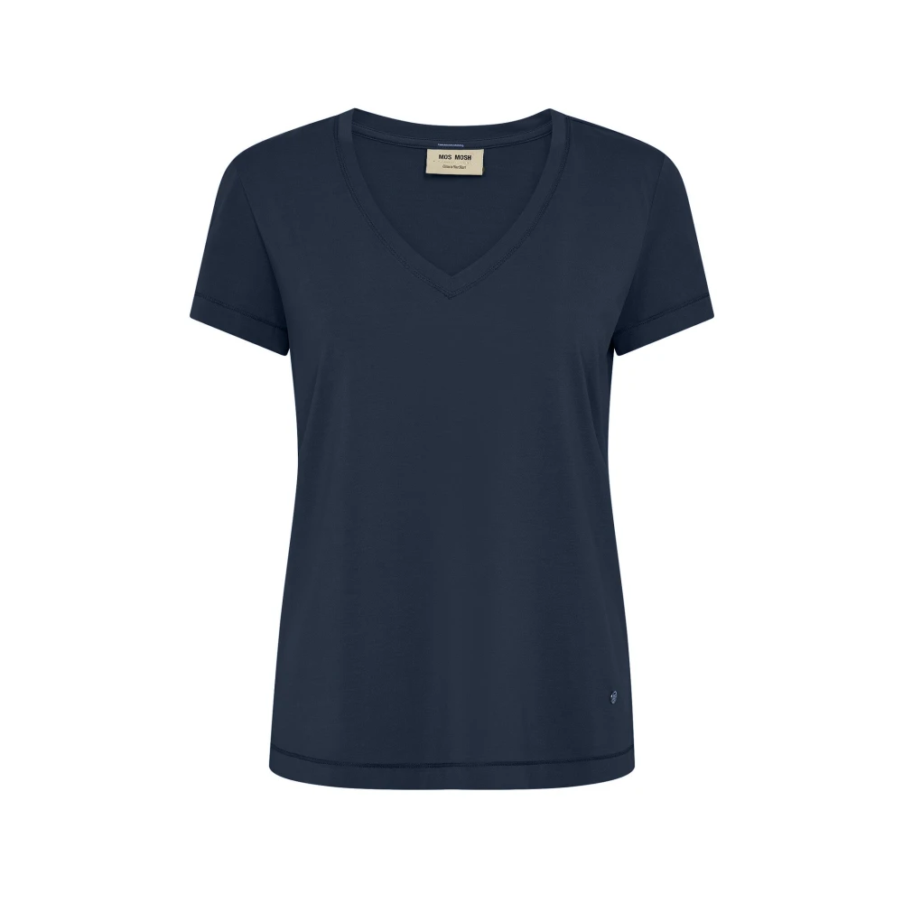 Mos Mosh Women's Blue T-Shirts, M, Navy V-Ss Basic Tee Top