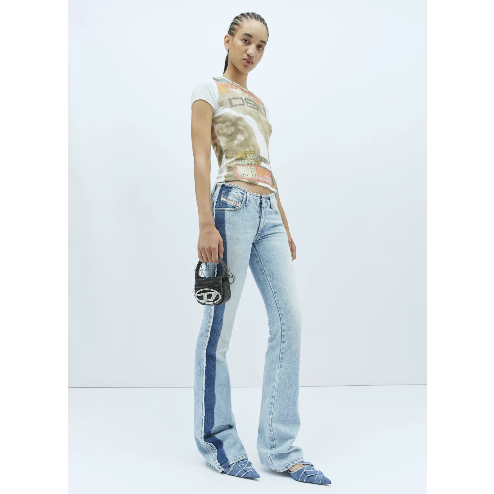 Diesel Gestreepte Lage Taille Jeans Blue Dames
