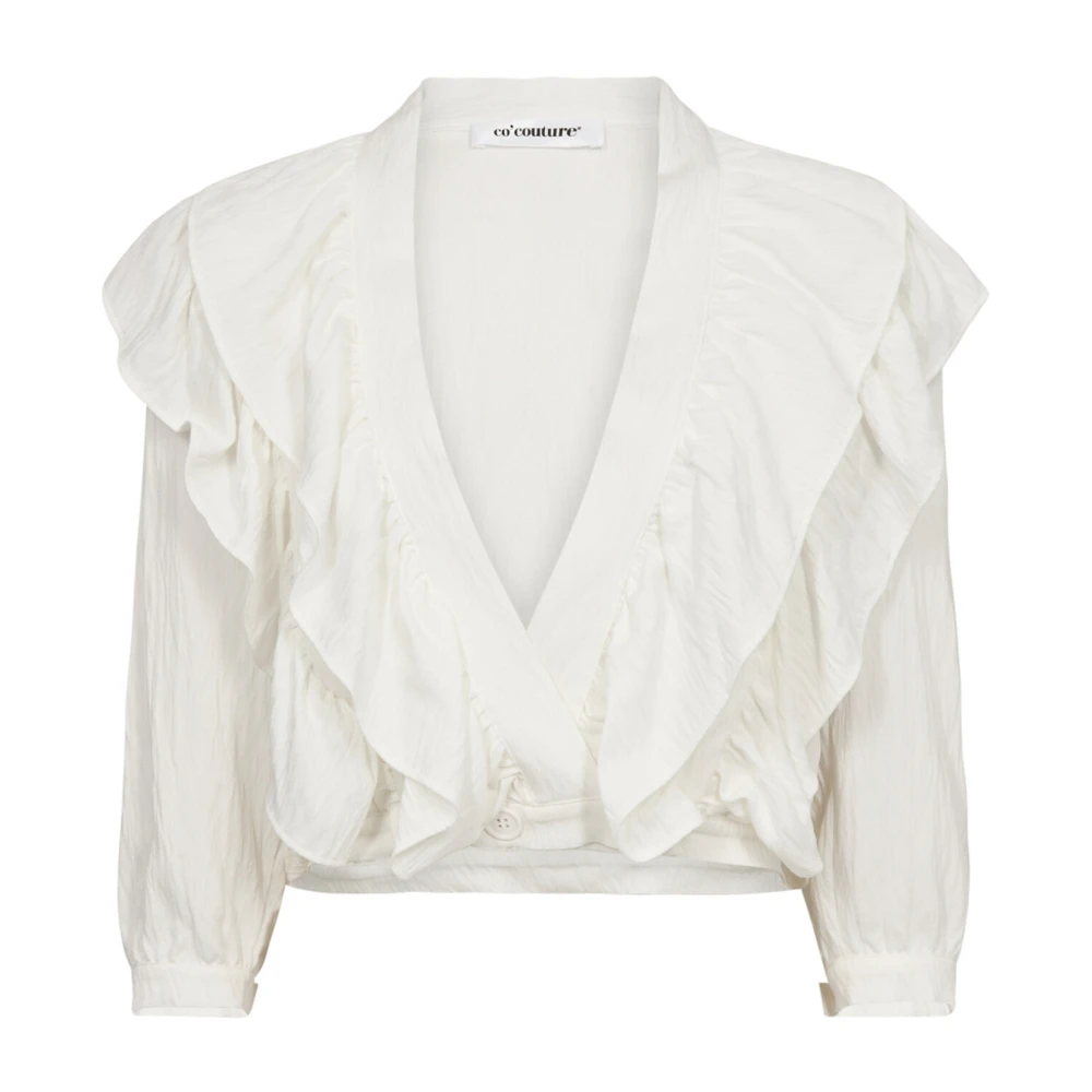 Co'Couture Blouse met ruches en V-hals White Dames