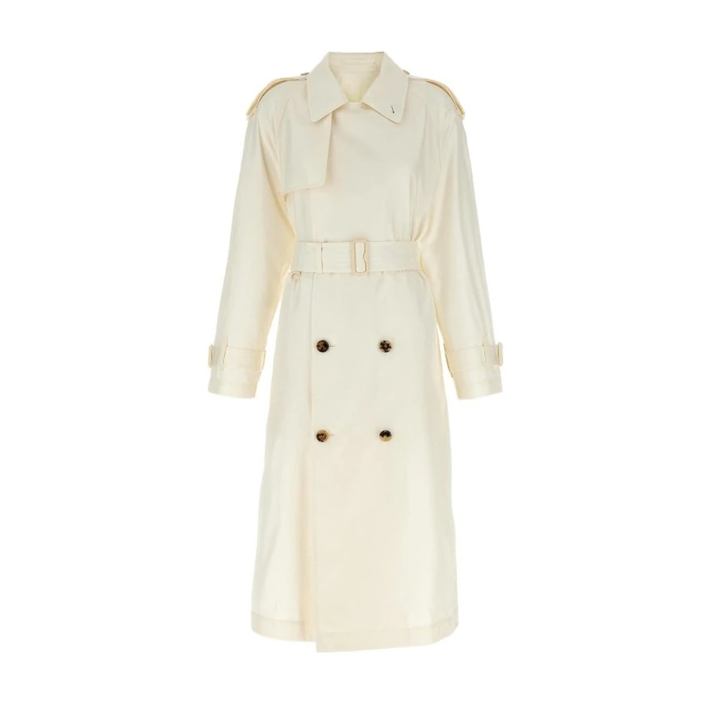 Burberry Witte Zijden Trenchcoat Elegant Stijlvol White Dames