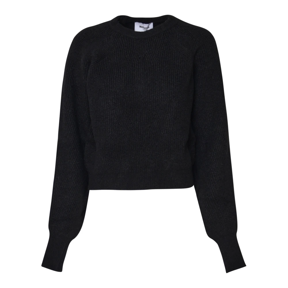 Mariuccia Milano Zwarte Ribtrui Ronde Kraag Black Dames