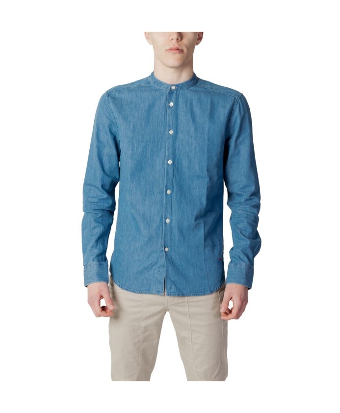 chemise-bleue-en-coton-a-manches-longues