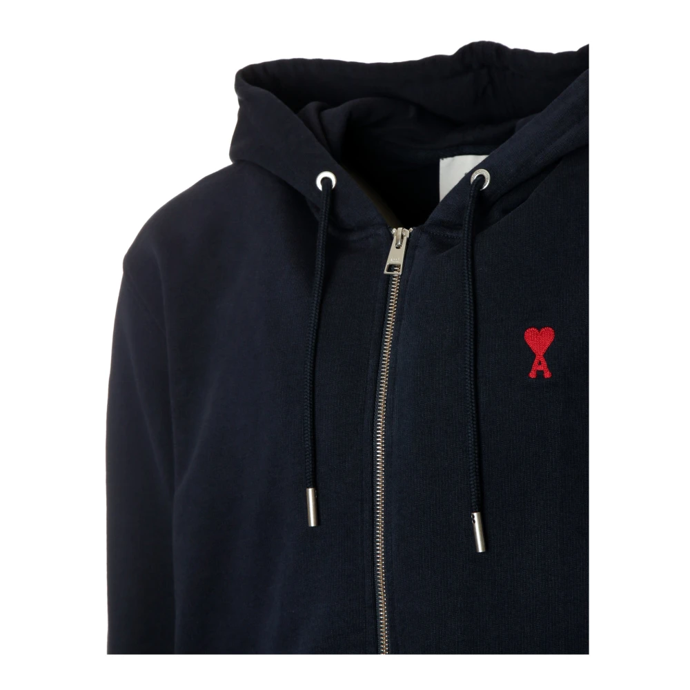 Ami Paris Gebreide Half-Zip Trui met Opstaande Kraag Blue Heren